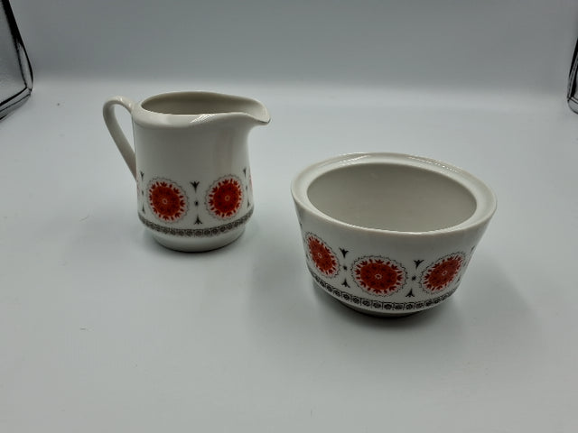 Retro Sukkerskål samt flødekande